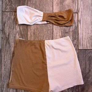 Two-Tone Ribbed 2 Piece Set